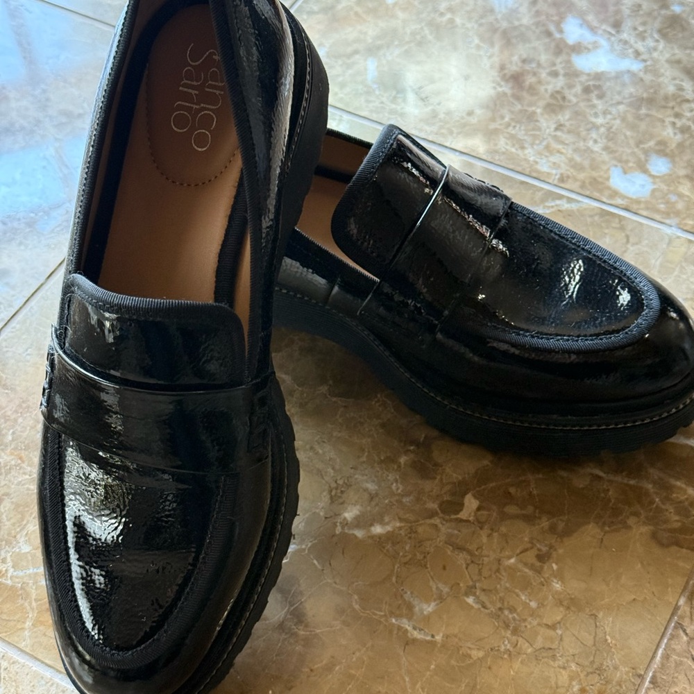 Franco Sarto Glossy Black Loafers